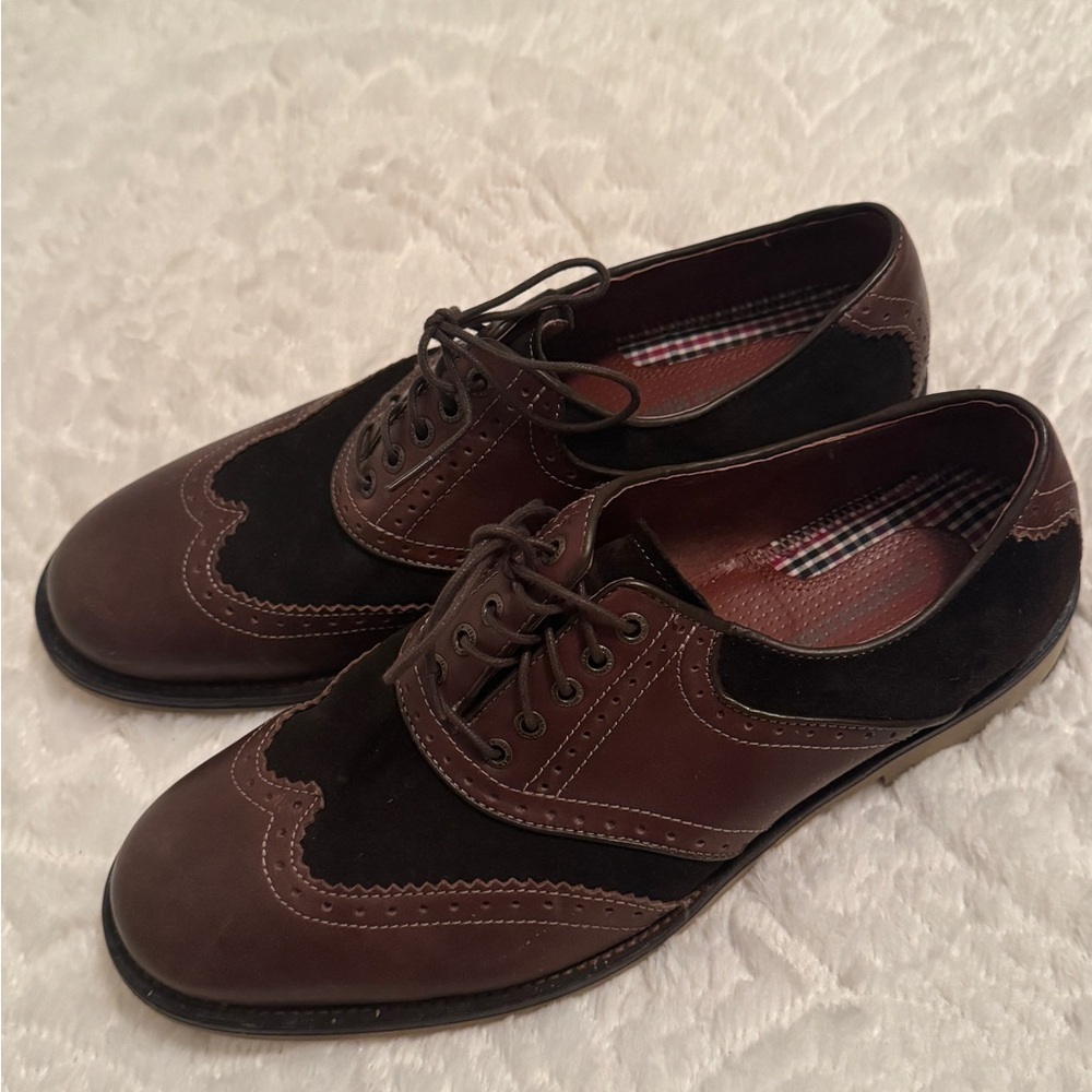 Johnston and Murphy Black/Brown Oxford Shoes Size 10.5.
